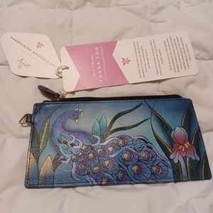 Bnwtags Anuschka. "Anna" wallet  beautiful handpainted peacock!!!
